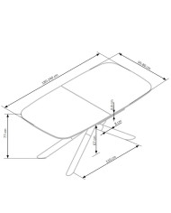 Stół prostokątny Capello, rozkładany, 180-240/95/77 cm, ciemny popiel, metalowe czarne nogi, HALMAR