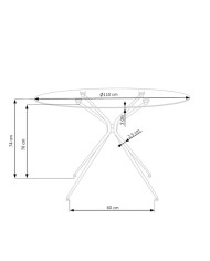 Stół okrągły Rondo, 110/110x74 cm, szkło przeźroczyste, nogi metalowe złote, HALMAR