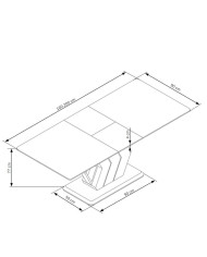 Stół kolumnowy Vincenzo, prostokątny, rozkładany, 160-200/90/77 cm, biały marmur/czarny/złoty, HALMAR