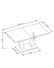 Stół kolumnowy Vision, prostokątny, rozkładany, 160-200/90/76 cm, biały lakierowany, HALMAR