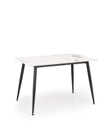 Stół prostokątny Emilio 140, biały marmur, 140/80/76 cm, nogi metalowe czarne, HALMAR Stół prostokątny Emilio 140, biały marmur, 140/80/76 cm, nogi metalowe czarne, HALMAR