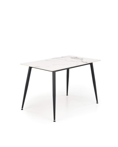 Stół prostokątny Emilio 140, biały marmur, 140/80/76 cm, nogi metalowe czarne, HALMAR Stół prostokątny Emilio 140, biały marmur, 140/80/76 cm, nogi metalowe czarne, HALMAR