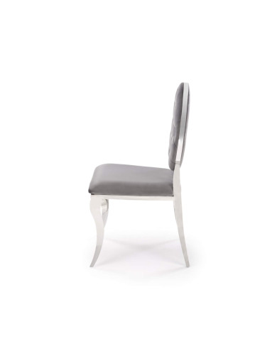 Krzesło glamour K555, popielate, Bluvel 14, stal nierdzewna, srebrny chrom, HALMAR Krzesło glamour K555, popielate, Bluvel 14, stal nierdzewna, srebrny chrom, HALMAR
