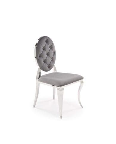 Krzesło glamour K555, popielate, Bluvel 14, stal nierdzewna, srebrny chrom, HALMAR Krzesło glamour K555, popielate, Bluvel 14, stal nierdzewna, srebrny chrom, HALMAR