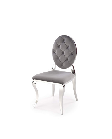 Krzesło glamour K555, popielate, Bluvel 14, stal nierdzewna, srebrny chrom, HALMAR Krzesło glamour K555, popielate, Bluvel 14, stal nierdzewna, srebrny chrom, HALMAR
