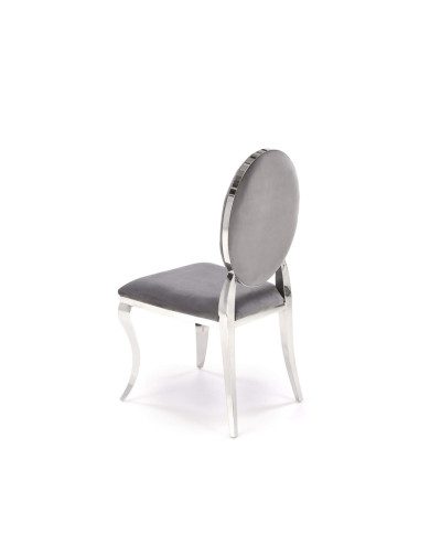 Krzesło glamour K555, popielate, Bluvel 14, stal nierdzewna, srebrny chrom, HALMAR Krzesło glamour K555, popielate, Bluvel 14, stal nierdzewna, srebrny chrom, HALMAR