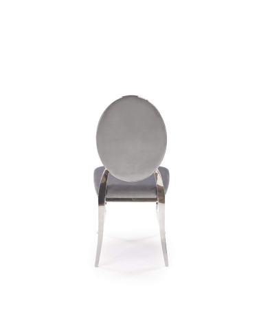 Krzesło glamour K555, popielate, Bluvel 14, stal nierdzewna, srebrny chrom, HALMAR Krzesło glamour K555, popielate, Bluvel 14, stal nierdzewna, srebrny chrom, HALMAR