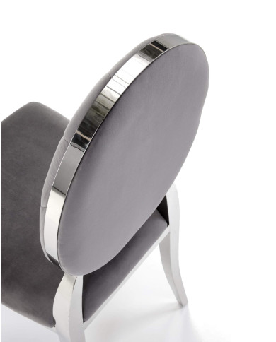 Krzesło glamour K555, popielate, Bluvel 14, stal nierdzewna, srebrny chrom, HALMAR Krzesło glamour K555, popielate, Bluvel 14, stal nierdzewna, srebrny chrom, HALMAR
