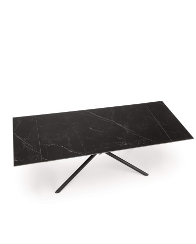 Stół kolumnowy Vitorino, prostokątny, rozkładany, 160-220/90/75 cm, czarny marmur, podstawa metalowa czarna, HALMAR Stół kolumnowy Vitorino, prostokątny, rozkładany, 160-220/90/75 cm, czarny marmur, podstawa metalowa czarna, HALMAR