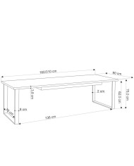 Stół prostokątny Candido, rozkładany,160-310/90/76 cm, dąb wotan, metalowe czarne nogi, HALMAR