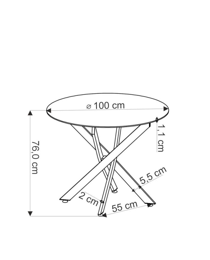 Stół okrągły Edgar, 100/100/76 cm, orzechowy, metalowe czarne nogi, HALMAR