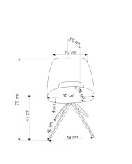 Nowoczesne krzesło K546, obrotowe, popielate, dekoracyjne wycięcie, czarne metalowe nogi, HALMAR