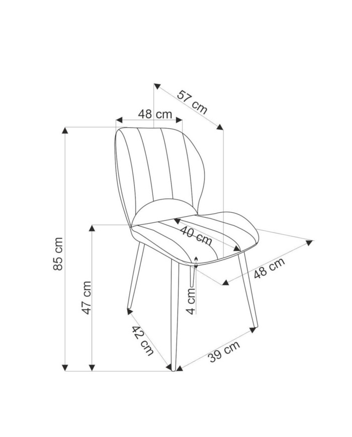 Nowoczesne krzesło K538, beżowe, dekoracyjne przeszycia, metalowe czarne nogi, HALMAR