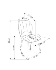 Nowoczesne krzesło K538, popielate, dekoracyjne przeszycia, metalowe czarne nogi, HALMAR