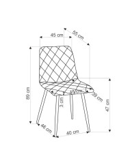 Nowoczesne krzesło K525, beżowe, dekoracyjne przeszycia, metalowe czarne nogi, HALMAR