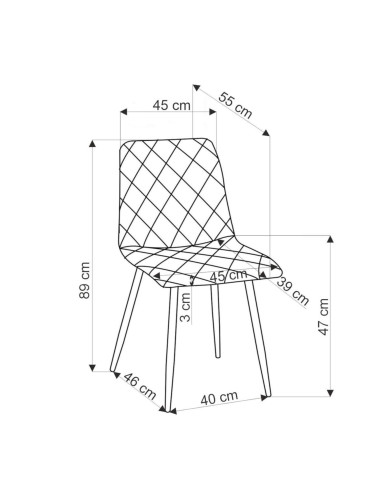 Nowoczesne krzesło K525, popielate, dekoracyjne przeszycia, metalowe czarne nogi, HALMAR Nowoczesne krzesło K525, popielate, dekoracyjne przeszycia, metalowe czarne nogi, HALMAR