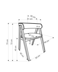 Nowoczesne krzesło z podłokietnikami K562, beżowe/orzechowe, drewniane nogi, HALMAR