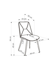 Nowoczesne krzesło K539, popielate, przeszycia dekoracyjne, czarne metalowe nogi, HALMAR