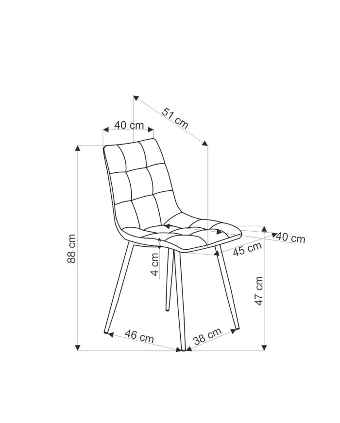 Nowoczesne krzesło K560, beżowe, dekoracyjne przeszycia, metalowe czarne nogi, HALMAR