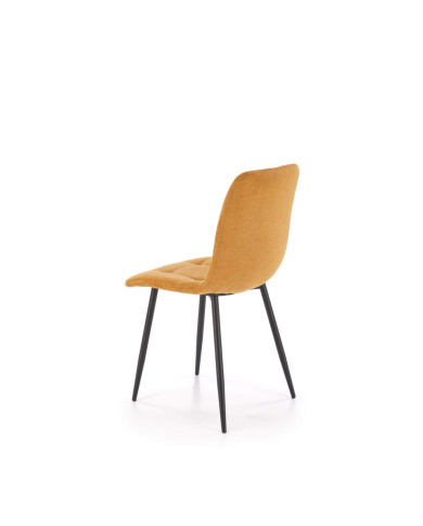 Nowoczesne krzesło K560, musztardowe, dekoracyjne przeszycia, metalowe czarne nogi, HALMAR Nowoczesne krzesło K560, musztardowe, dekoracyjne przeszycia, metalowe czarne nogi, HALMAR