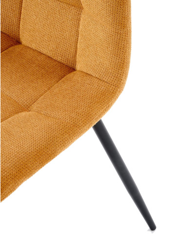 Nowoczesne krzesło K560, musztardowe, dekoracyjne przeszycia, metalowe czarne nogi, HALMAR Nowoczesne krzesło K560, musztardowe, dekoracyjne przeszycia, metalowe czarne nogi, HALMAR