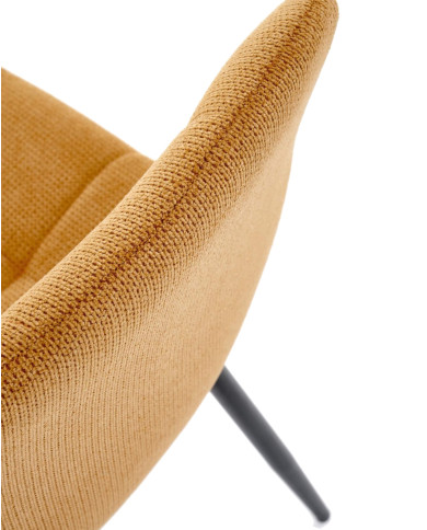 Nowoczesne krzesło K560, musztardowe, dekoracyjne przeszycia, metalowe czarne nogi, HALMAR Nowoczesne krzesło K560, musztardowe, dekoracyjne przeszycia, metalowe czarne nogi, HALMAR