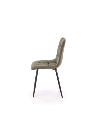 Nowoczesne krzesło K560, oliwkowe, dekoracyjne przeszycia, metalowe czarne nogi, HALMAR Nowoczesne krzesło K560, oliwkowe, dekoracyjne przeszycia, metalowe czarne nogi, HALMAR
