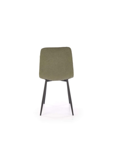 Nowoczesne krzesło K560, oliwkowe, dekoracyjne przeszycia, metalowe czarne nogi, HALMAR Nowoczesne krzesło K560, oliwkowe, dekoracyjne przeszycia, metalowe czarne nogi, HALMAR
