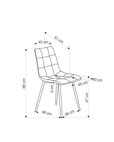 Nowoczesne krzesło K560, popielate, dekoracyjne przeszycia, metalowe czarne nogi, HALMAR Nowoczesne krzesło K560, popielate, dekoracyjne przeszycia, metalowe czarne nogi, HALMAR