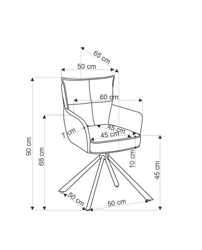 Nowoczesne krzesło z podłokietnikami K528, obrotowe, cappuccino, tkanina sztruks, metalowe czarne nogi, HALMAR