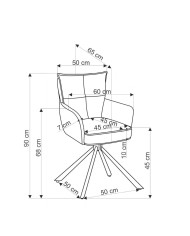 Nowoczesne krzesło z podłokietnikami K528, obrotowe, cappuccino, tkanina sztruks, metalowe czarne nogi, HALMAR