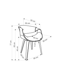 Nowoczesne krzesło z podłokietnikami K544, popielata ekoskóra, orzechowe nogi, HALMAR