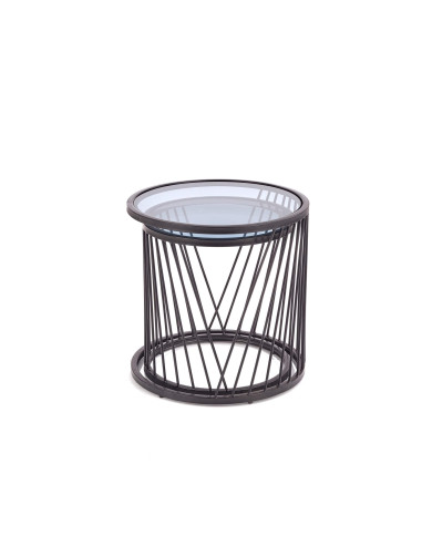 Stoliki kawowe Antilla, 2w1, szklane dymione blaty, metalowa czarna podstawa, HALMAR Stoliki kawowe Antilla, 2w1, szklane dymione blaty, metalowa czarna podstawa, HALMAR