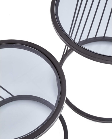 Stoliki kawowe Antilla, 2w1, szklane dymione blaty, metalowa czarna podstawa, HALMAR Stoliki kawowe Antilla, 2w1, szklane dymione blaty, metalowa czarna podstawa, HALMAR