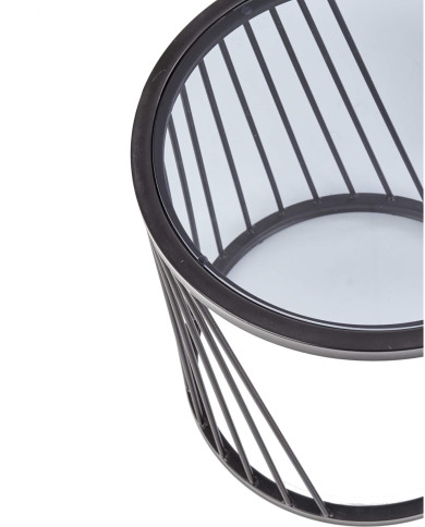 Stoliki kawowe Antilla, 2w1, szklane dymione blaty, metalowa czarna podstawa, HALMAR Stoliki kawowe Antilla, 2w1, szklane dymione blaty, metalowa czarna podstawa, HALMAR