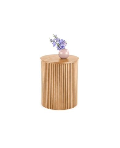 Stolik kawowy Woody S, naturalny, okrągły, okleina naturalna dębowa, lamele drewniane, HALMAR Stolik kawowy Woody S, naturalny, okrągły, okleina naturalna dębowa, lamele drewniane, HALMAR