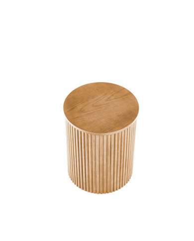 Stolik kawowy Woody S, naturalny, okrągły, okleina naturalna dębowa, lamele drewniane, HALMAR Stolik kawowy Woody S, naturalny, okrągły, okleina naturalna dębowa, lamele drewniane, HALMAR