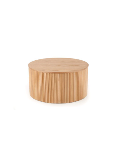 Stolik kawowy Woody, naturalny, okrągły, okleina naturalna dębowa, lamele drewniane, HALMAR Stolik kawowy Woody, naturalny, okrągły, okleina naturalna dębowa, lamele drewniane, HALMAR