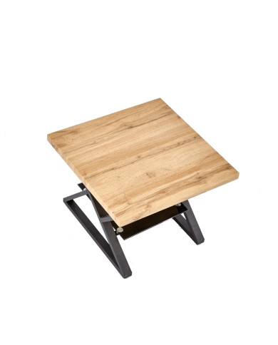 Stolik kawowy Xena, dąb naturalny, kwadratowy, szklana półka, metalowe czarne nogi, HALMAR Stolik kawowy Xena, dąb naturalny, kwadratowy, szklana półka, metalowe czarne nogi, HALMAR