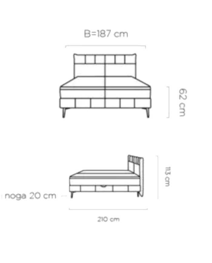 Łóżko kontynentalne Jolin 160x200 cm, materace, pojemniki, Wersal