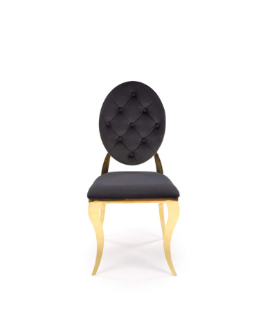 Krzesło glamour K556, czarne, Bluvel 19, stal nierdzewna, złoty chrom, HALMAR Krzesło glamour K556, czarne, Bluvel 19, stal nierdzewna, złoty chrom, HALMAR