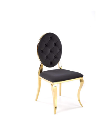 Krzesło glamour K556, czarne, Bluvel 19, stal nierdzewna, złoty chrom, HALMAR Krzesło glamour K556, czarne, Bluvel 19, stal nierdzewna, złoty chrom, HALMAR