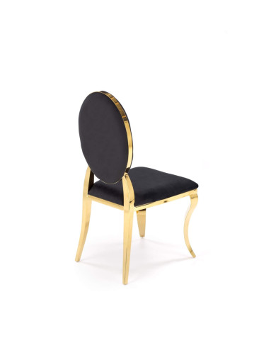 Krzesło glamour K556, czarne, Bluvel 19, stal nierdzewna, złoty chrom, HALMAR Krzesło glamour K556, czarne, Bluvel 19, stal nierdzewna, złoty chrom, HALMAR