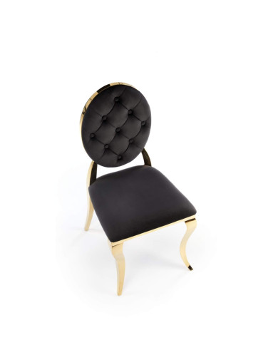 Krzesło glamour K556, czarne, Bluvel 19, stal nierdzewna, złoty chrom, HALMAR Krzesło glamour K556, czarne, Bluvel 19, stal nierdzewna, złoty chrom, HALMAR