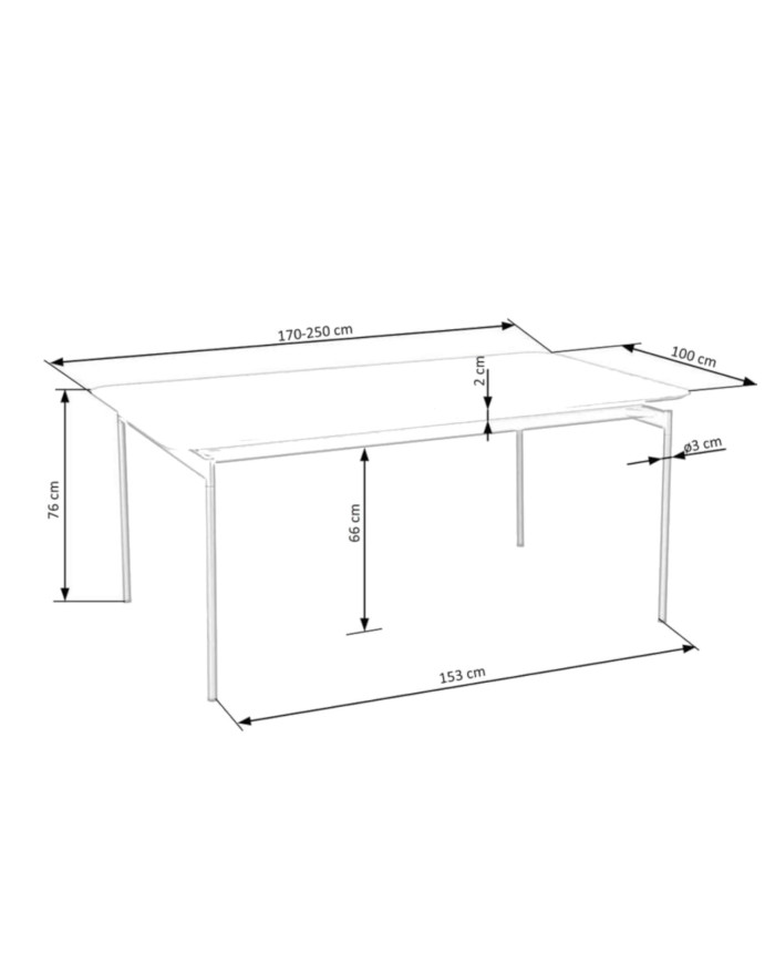 Stół prostokątny Smart, rozkładany,170-250/100/76 cm, dąb naturalny, czarne metalowe nogi, HALMAR