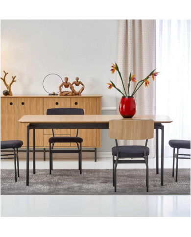 Stół prostokątny Smart, rozkładany,170-250/100/76 cm, dąb naturalny, czarne metalowe nogi, HALMAR Stół prostokątny Smart, rozkładany,170-250/100/76 cm, dąb naturalny, czarne metalowe nogi, HALMAR