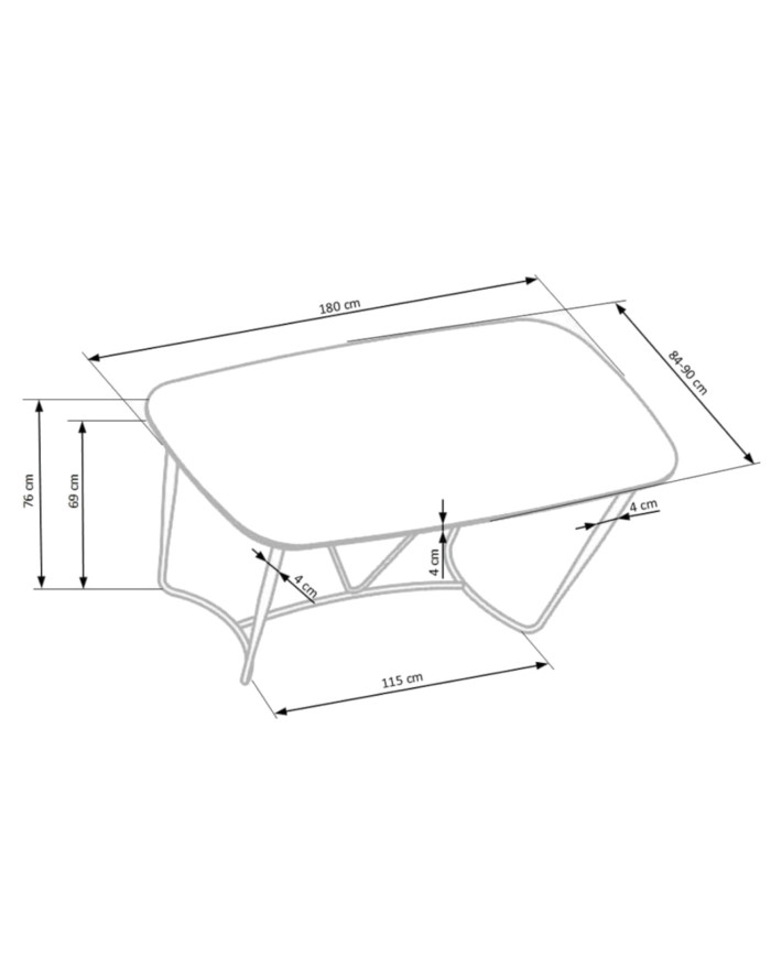 Stół prostokątny Manchester, 180/90/76 cm, orzech, metalowe czarno-złote nogi, HALMAR