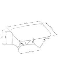 Stół prostokątny Manchester, 180/90/76 cm, orzech, metalowe czarno-złote nogi, HALMAR