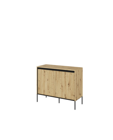 Komoda Trend TR-02, oświetlenie, 2 drzwi, front MDF ryflowany, dąb artisan/ czarny, LENART Komoda Trend TR-02, oświetlenie, 2 drzwi, front MDF ryflowany, dąb artisan/ czarny, LENART