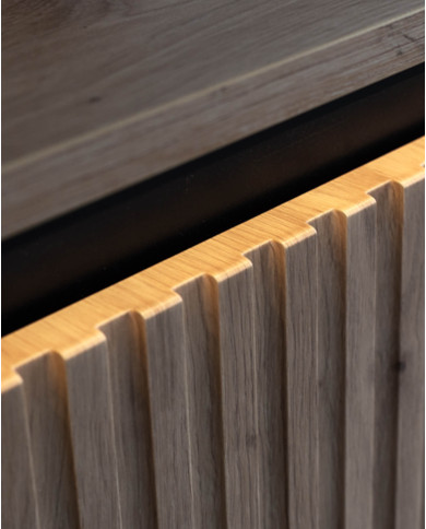 Komoda Trend TR-02, oświetlenie, 2 drzwi, front MDF ryflowany, dąb artisan/ czarny, LENART Komoda Trend TR-02, oświetlenie, 2 drzwi, front MDF ryflowany, dąb artisan/ czarny, LENART